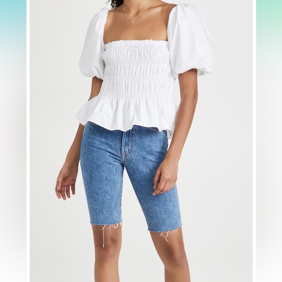 ASTR the Label Bubble Puffy Sleeve Smocked white top size L - Picture 5 of 7